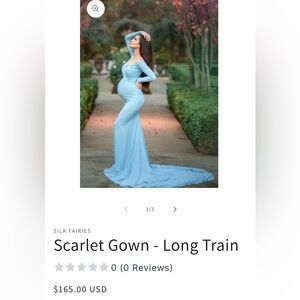 Elegant Blue Silk Fairies Maternity Gown